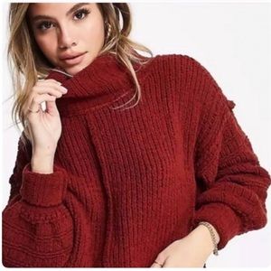Free People BE YOURS COWL NECK SWEATER SMALL : Maroon | Size: S